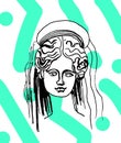 Demeter vector marble head. Work of art of ancient Greece era Royalty Free Stock Photo