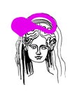 Demeter vector marble head. Work of art of ancient Greece era Royalty Free Stock Photo