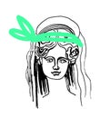 Demeter vector marble head. Work of art of ancient Greece era Royalty Free Stock Photo