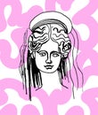 Demeter vector marble head. Work of art of ancient Greece era Royalty Free Stock Photo