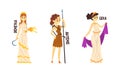 Demetra, Artemis, Gera Olympian Greek Gods Set, Ancient Greece Mythology Vector Illustration Royalty Free Stock Photo