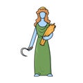 Demetra, goddess of Agriculture. Mythology. Flat vector illustration. Isolated on white background. Royalty Free Stock Photo