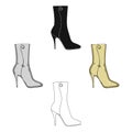 Demi tall womens boots high heel.Different shoes single icon in cartoon,black style vector symbol stock illustration.