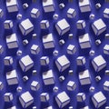 3Demian seamless 3d pattern cubes outline7 blue Royalty Free Stock Photo