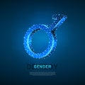 Demiboy symbol. Wireframe digital 3d illustration. Low poly, non-binary sexuality Abstract Vector polygonal neon LGBT