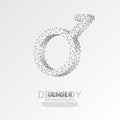 Demiboy symbol. Wireframe digital 3d illustration. Low poly, non-binary sexuality Abstract Vector polygonal origami LGBT Royalty Free Stock Photo