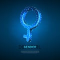 Demigirl symbol. Wireframe digital 3d illustration. Low poly, non-binary sexuality Abstract Vector polygonal neon LGBT