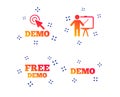 Demo with cursor icon. Presentation billboard. Vector Royalty Free Stock Photo