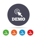 Demo with cursor sign icon. Demonstration symbol. Royalty Free Stock Photo