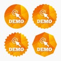 Demo with cursor sign icon. Demonstration symbol. Royalty Free Stock Photo