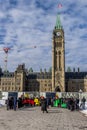 A demo in front of the canadian parliament in Ottawa, Canada. Royalty Free Stock Photo