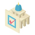 Democracy concept icon isometric vector. Capitol and document with check mark Royalty Free Stock Photo