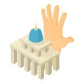 Democracy concept icon isometric vector. Legislature building open human palm