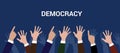 Democracy democration concept crowd people raise hand