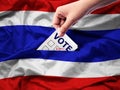 Democracy and elections in Thailand concept. close up hand