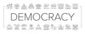 Democracy Government Politic Icons Set Vector .