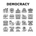 Democracy Government Politic Icons Set Vector