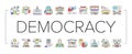 Democracy Government Politic Icons Set Vector .