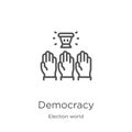 democracy icon vector from election world collection. Thin line democracy outline icon vector illustration. Outline, thin line