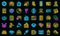 Democracy icons set vector neon