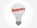 Democracy light bulb word cloud collage, concept background Royalty Free Stock Photo