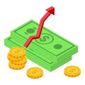 Democracy money rise icon, isometric style Royalty Free Stock Photo