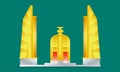 Democracy monument gold and silver bangkok thailand vector illustraion eps10