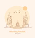 Democracy monument thailand hand drawing vector illustration