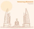 Democracy monument thailand hand drawing vector illustration