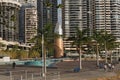 Democracy plaza in front of the skyline in panama city