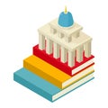 Democracy symbol icon isometric vector. Capitol building on colored paper book Royalty Free Stock Photo