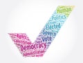Democracy word cloud collage, concept background