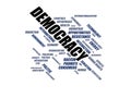 DEMOCRACY - word cloud wordcloud - terms from the globalization, economy and policy environment Royalty Free Stock Photo