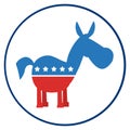 Democrat Donkey Cartoon Character Circle Label