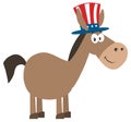 Democrat Donkey Cartoon Character With Uncle Sam Hat