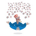 Democrat Donkey hat Uncle Sam meditating votes in elections. Che