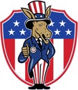 Democrat Donkey Mascot Thumbs Up Flag