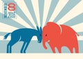 Democrat donkey and republican elephant