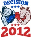 Democrat Donkey Republican Elephant Decision 2012 Royalty Free Stock Photo