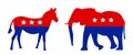 Democrat donkey and republican elephant usa debate and election symbol Royalty Free Stock Photo