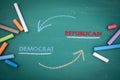 Democrat and Republican Concept. Written text on a green chalk board Royalty Free Stock Photo