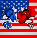 Democrat Republican Elephant Donkey Fight Royalty Free Stock Photo