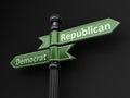 Democrat and republican pointers on signpost