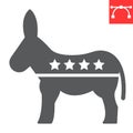 Democratic donkey glyph icon, election and democrat, donkey sign vector graphics, editable stroke solid icon, eps 10.