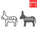 Democratic donkey line and glyph icon, election and democrat, donkey sign vector graphics, editable stroke linear icon