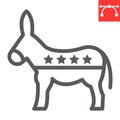 Democratic donkey line icon, election and democrat, donkey sign vector graphics, editable stroke linear icon, eps 10.