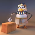 Democratic pharaoh penguin Tutankhamun votes in the local election, 3d illustration