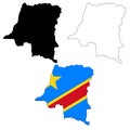 Democratic republic of the congo africa map country on white background. Democratic Republic of the Congo flag map. flat style