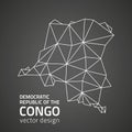 Democratic Republic of the Congo black triangle mosaic outline vector map