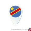 Democratic Republic of the Congo flag location map pin icon on w Royalty Free Stock Photo